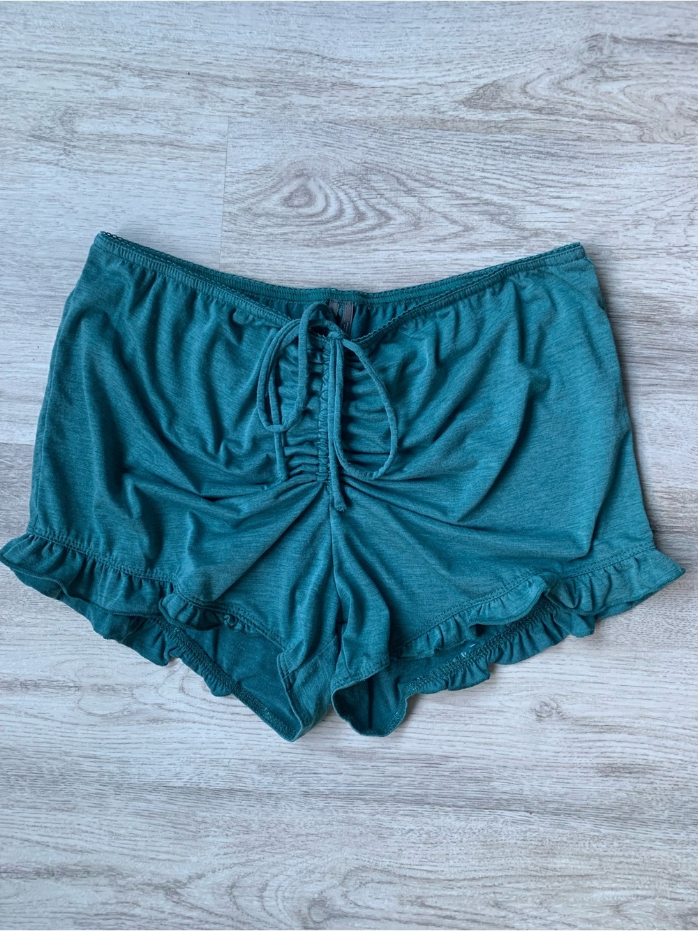 Anthropologie Teal Green Daily Ruffle Sleep Lounge Shorts Size small